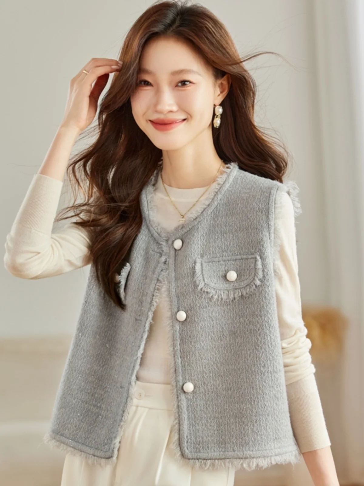 Fall Faion Knitted Sweater Vest Women's Sle 2025 New Small Size Trendy Sweater Vest Outerwear Ele ature Jaet
Fall Faion Knitted Sweater Vest Women's Sle 2025 New Small Size Trendy Sweater Vest Outerwear Ele ature Jaet