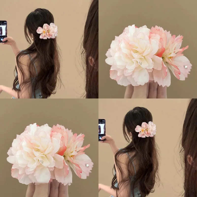 Pink flower hairpin, gentle temperament, large duck bill clip, lazy grab clip, travel photo headdress
Pink flower hairpin, gentle temperament, large duck bill clip, lazy grab clip, travel photo headdress