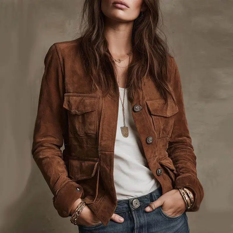 Versatile Short Women's Jacket Autumn 2025 Button Pocket Design Fashionable Casual Style PU Material Pure Color Available
Versatile Short Women's Jacket Autumn 2025 Button Pocket Design Fashionable Casual Style PU Material Pure Color Available