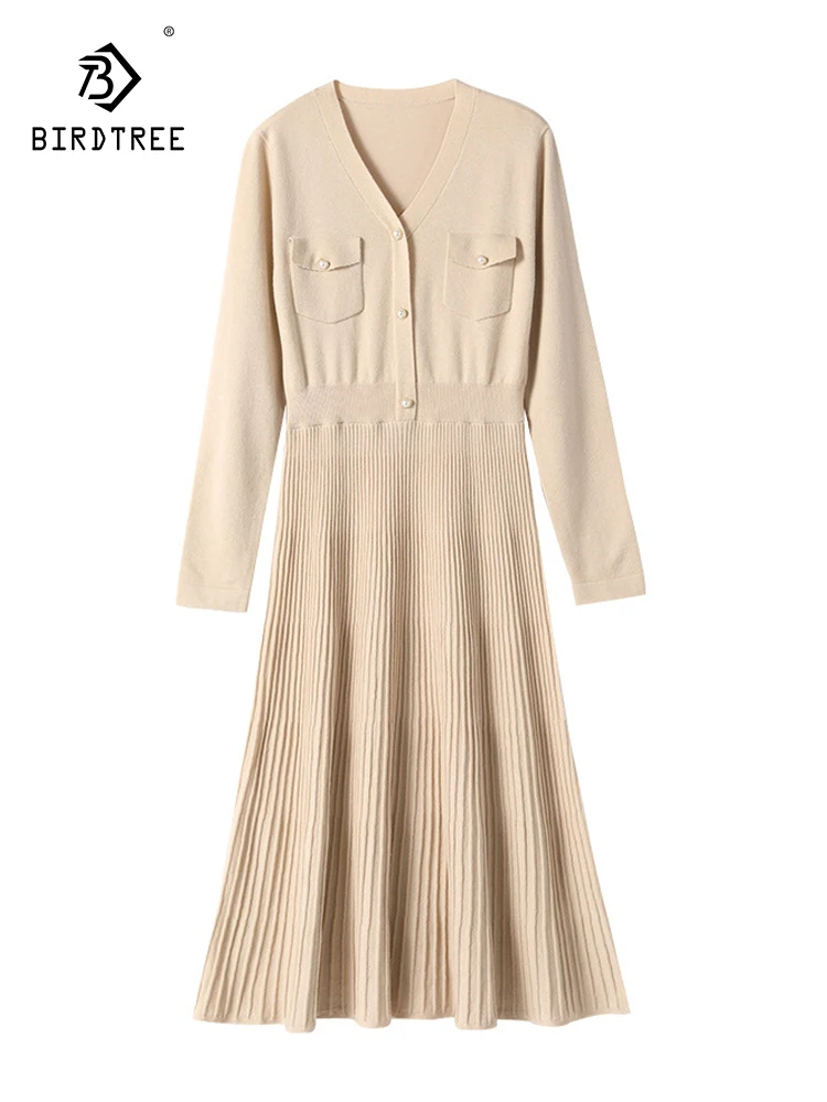 Birdtree 33%Sheep Wool Autumn Atmosphere Overlay Dress For Women Long Sleeve Mid Length Outwear Elegant Pleated Dress D3N170QC
Birdtree 33%Sheep Wool Autumn Atmosphere Overlay Dress For Women Long Sleeve Mid Length Outwear Elegant Pleated Dress D3N170QC