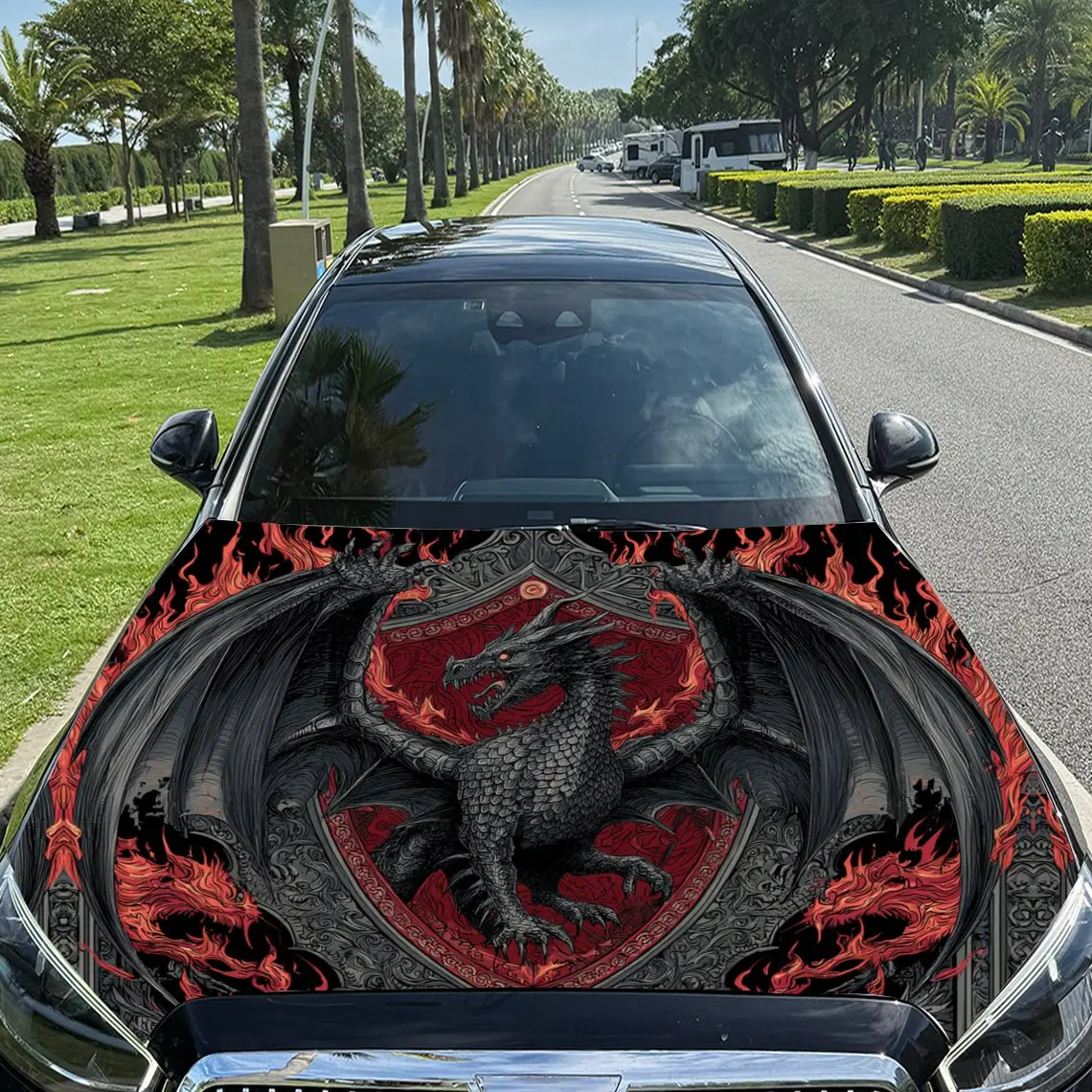 Black Evil Dragon and Blazing Flames Car Vinyl Wrap, PVC Material Waterproof Car Hood Sticker, Self-Adhesive Scratch-Resistant S
Black Evil Dragon and Blazing Flames Car Vinyl Wrap, PVC Material Waterproof Car Hood Sticker, Self-Adhesive Scratch-Resistant S