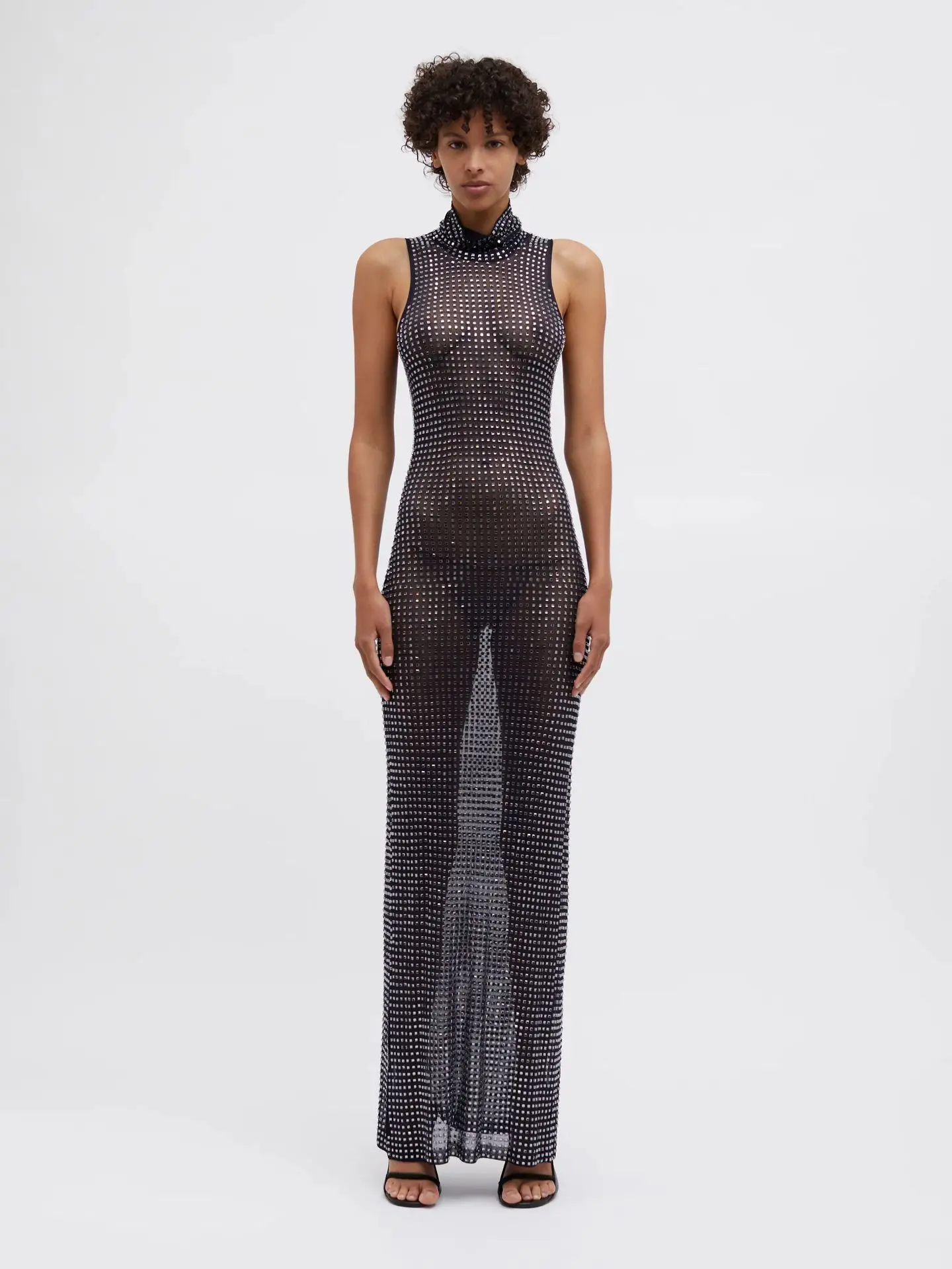 2025 Women Celebrity Sexy Sleeveless O Neck Diamonds Transparent Mesh Black Bodycon Dress Elegant Evening Club Party Outfit
2025 Women Celebrity Sexy Sleeveless O Neck Diamonds Transparent Mesh Black Bodycon Dress Elegant Evening Club Party Outfit