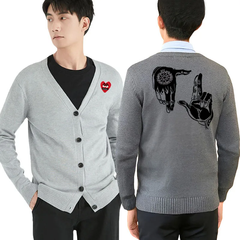 Black White Palm Print Men Cardigan Cotton Cool Snag Heart Embroidery V-Neck Single Breasted Long Sleeves Autumn Fit Sweater
Black White Palm Print Men Cardigan Cotton Cool Snag Heart Embroidery V-Neck Single Breasted Long Sleeves Autumn Fit Sweater