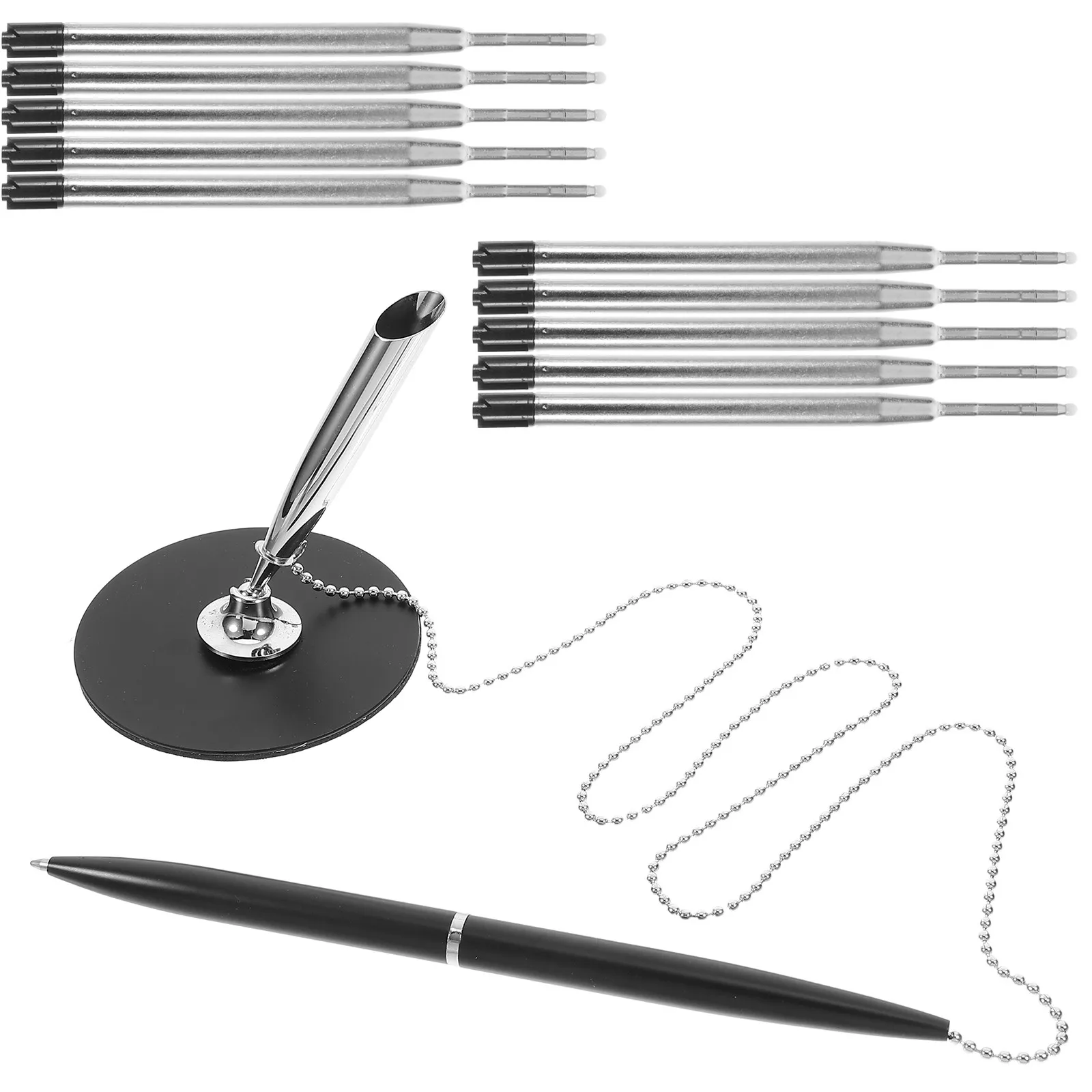 1Set Rotary Signature Pen Metal Desktop Standing Chain Office Business Writing Pen Fixed Smooth Ink Ergonomic Design
1Set Rotary Signature Pen Metal Desktop Standing Chain Office Business Writing Pen Fixed Smooth Ink Ergonomic Design