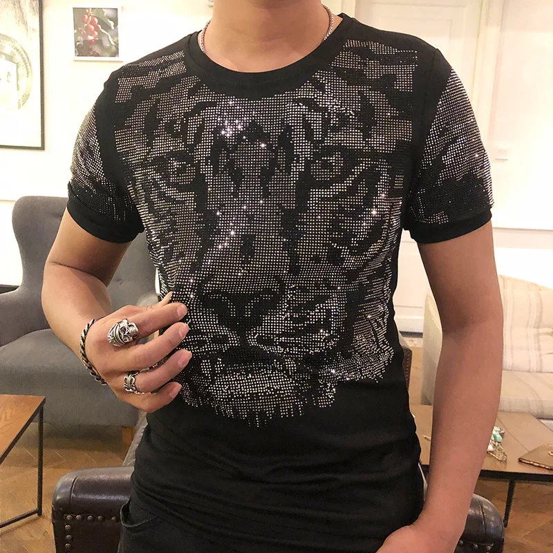 Fashion Diamond Tiger Head T-shirt Mens High Quality Summer T Shirt Men Short Sleeve Streetwear Casual O-Neck Tee Shirt Homme
Fashion Diamond Tiger Head T-shirt Mens High Quality Summer T Shirt Men Short Sleeve Streetwear Casual O-Neck Tee Shirt Homme
