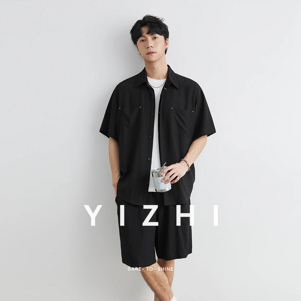 Men's Casual Short-sleeved T-shirt Shorts Suit Summer New Korean Loose Work Shirt Lapel Top Elastic Waist Shorts Men's Suit
Men's Casual Short-sleeved T-shirt Shorts Suit Summer New Korean Loose Work Shirt Lapel Top Elastic Waist Shorts Men's Suit
