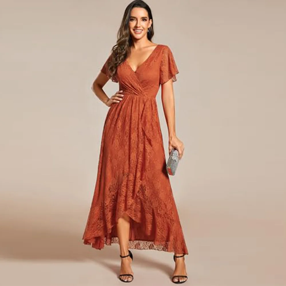 Customized Lace V Neck Ruffles Sleeves Mother of The Bride Dresses Women's Pleated Empire Waist A-Line Maxi Formal Dresses
Customized Lace V Neck Ruffles Sleeves Mother of The Bride Dresses Women's Pleated Empire Waist A-Line Maxi Formal Dresses