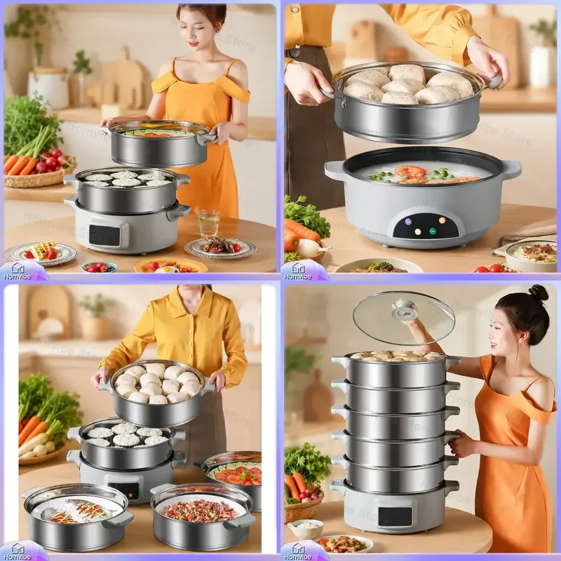 Electric Steamer Large Capacity Multi Layer Non Stick Smart Steam Pot for Cooking Healthy Food Kitchen Appliance Home Use
Electric Steamer Large Capacity Multi Layer Non Stick Smart Steam Pot for Cooking Healthy Food Kitchen Appliance Home Use