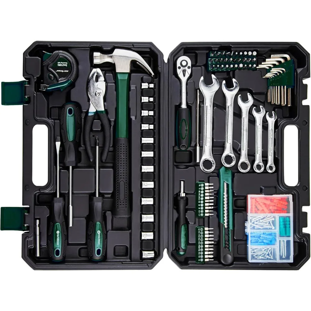 180 Piece Socket Wrench Auto Repair Tool Set with Plastic Toolbox Storage Case Green
180 Piece Socket Wrench Auto Repair Tool Set with Plastic Toolbox Storage Case Green