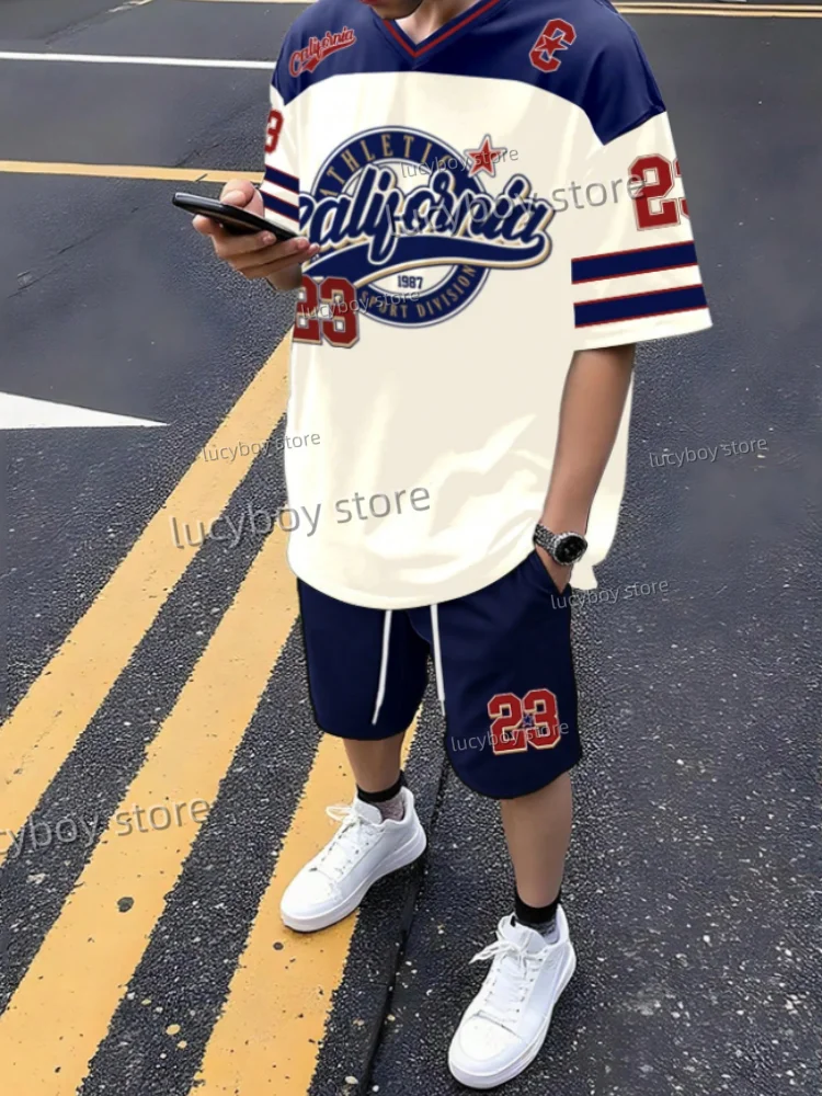 New In No.23 Print Men's Casual Short Sleeve v-neck T-Shirt Shorts Set Adult Basketball Jogging 2 Piece Set men Clothing
New In No.23 Print Men's Casual Short Sleeve v-neck T-Shirt Shorts Set Adult Basketball Jogging 2 Piece Set men Clothing