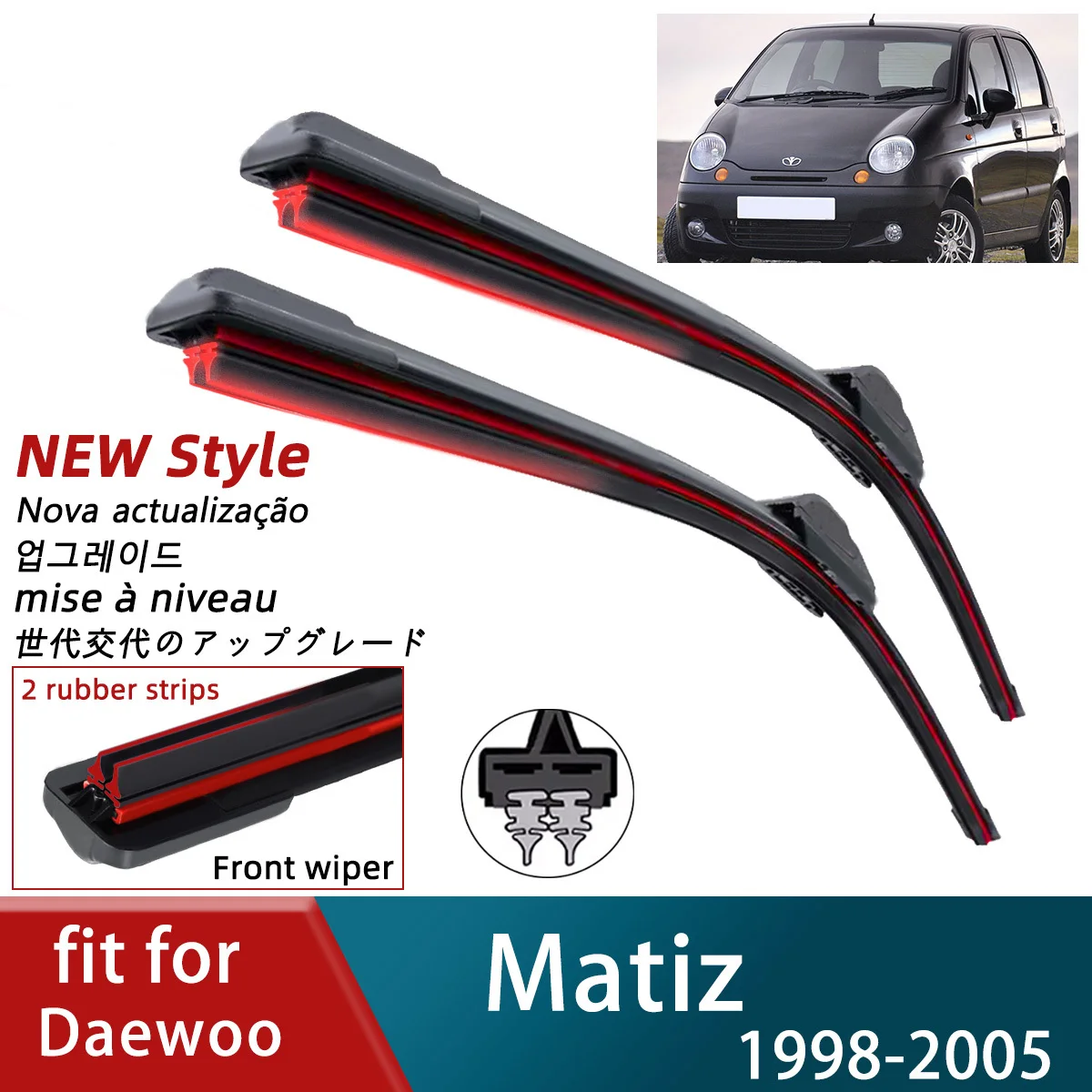 Double Rubber Car Wipers for Daewoo Matiz Front Wipers Blades Brushes Cutter Automobiles Accessorie Windscreen Wipers 2005
Double Rubber Car Wipers for Daewoo Matiz Front Wipers Blades Brushes Cutter Automobiles Accessorie Windscreen Wipers 2005