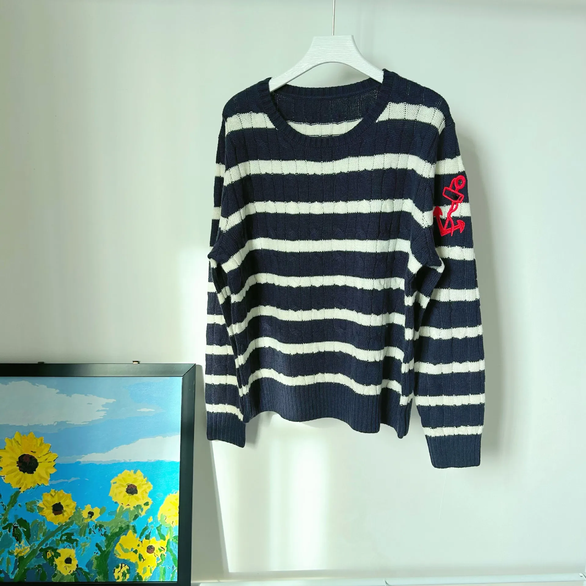 Loose Knitted Women's Top round Neck Sweater Braided Stripe Pattern Early Autumn New Style Casual Comfortable Wool Blend
Loose Knitted Women's Top round Neck Sweater Braided Stripe Pattern Early Autumn New Style Casual Comfortable Wool Blend