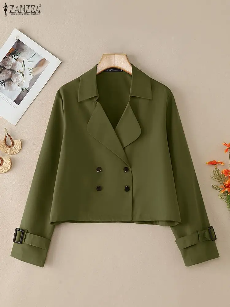 ZANZEA женские короткие плащи элегантные двубортные однотонные куртки с лепестковым вырезом и длинными рукавами женские FW 2025 модная одежда
ZANZEA женские короткие плащи элегантные двубортные однотонные куртки с лепестковым вырезом и длинными рукавами женские FW 2025 модная одежда