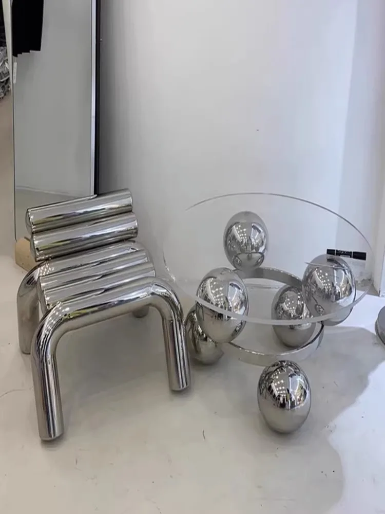 minimalist stainless steel Internet celebrity stool chair creative glass coffee table acrylic table modern home chair
minimalist stainless steel Internet celebrity stool chair creative glass coffee table acrylic table modern home chair