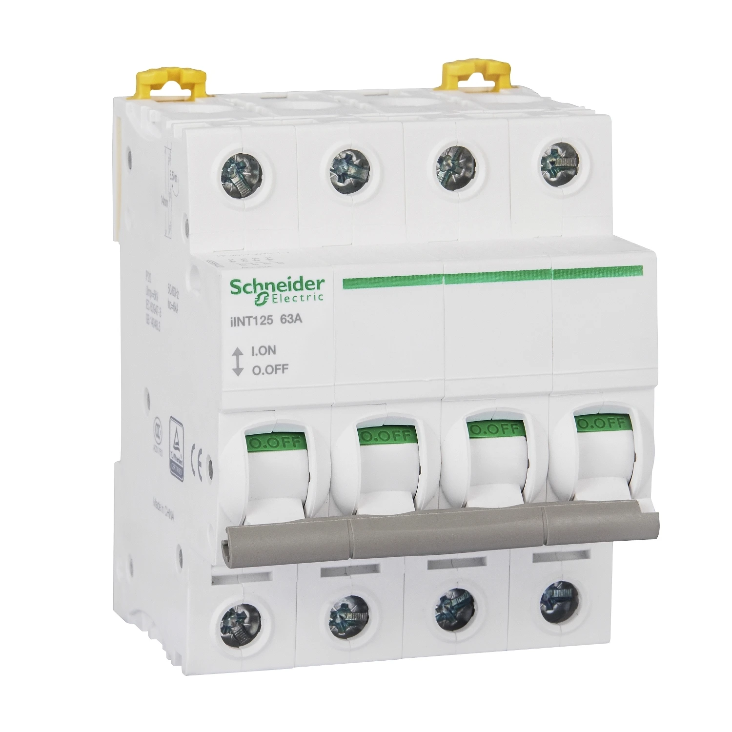 IINT125 63A 4P A9S68463 4P | 63А | 230/400 В переменного тока IINT125 миниатюрный изолирующий выключатель
IINT125 63A 4P A9S68463 4P | 63А | 230/400 В переменного тока IINT125 миниатюрный изолирующий выключатель