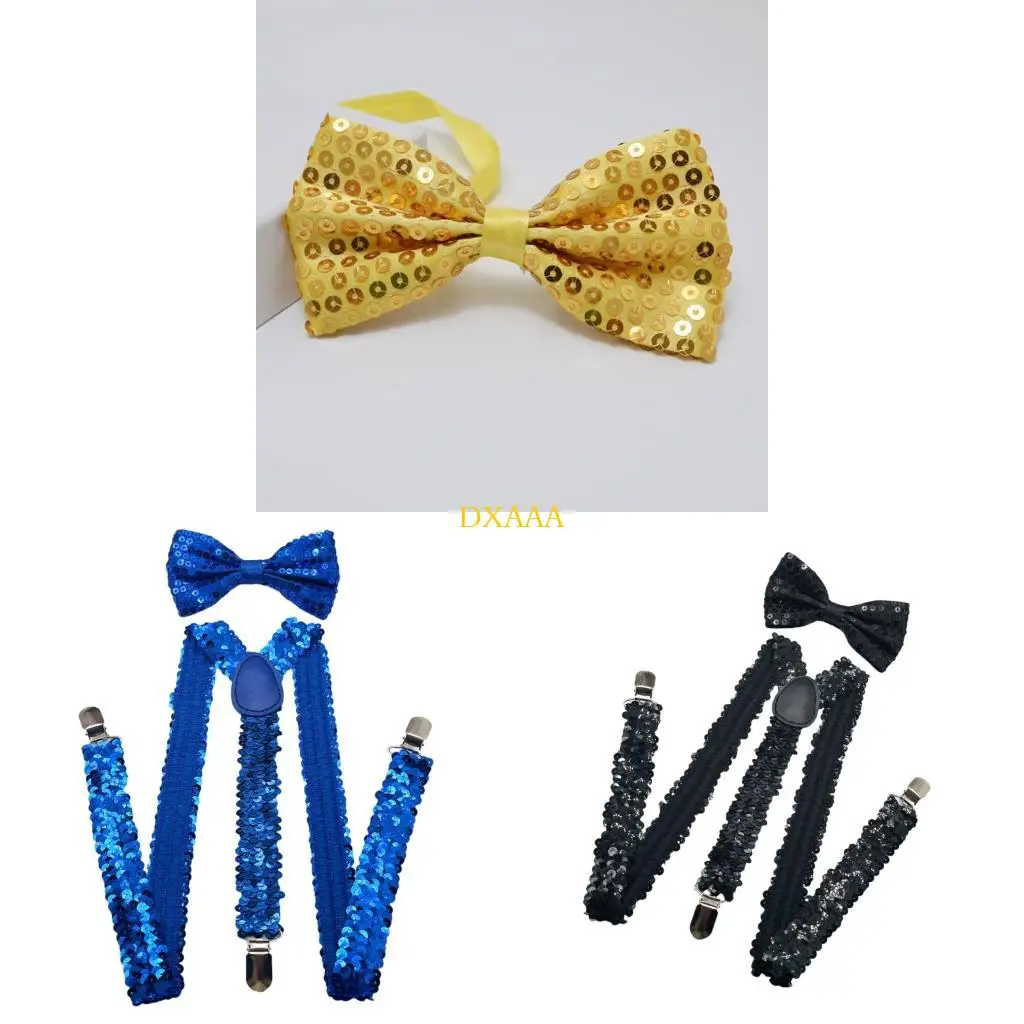 DXAA Men's Suspenders Tuxedo Necktie with Metal Clip Popular Shimmering Party Sequined Suspenders Brace for Various Occasion
DXAA Men's Suspenders Tuxedo Necktie with Metal Clip Popular Shimmering Party Sequined Suspenders Brace for Various Occasion