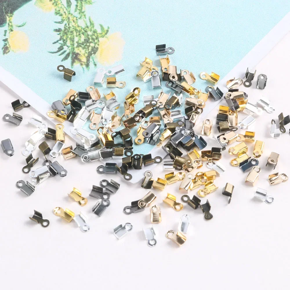 100pcs Fold Over Cove Clasps Cord End Caps String Ribbon Leather Clip Tip Fold Crimp Bead Connectors For Jewelry Making Supplies 
100pcs Fold Over Cove Clasps Cord End Caps String Ribbon Leather Clip Tip Fold Crimp Bead Connectors For Jewelry Making Supplies