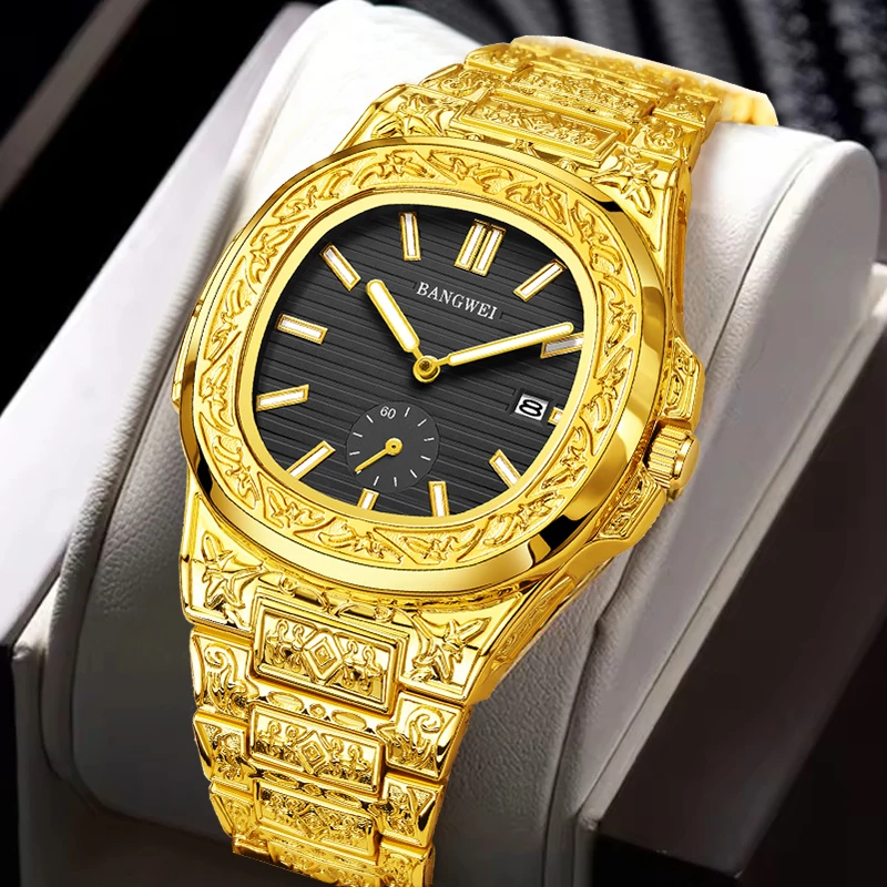 BANGWEI New Golden Square Watch Men Fashion Stainless Steel Waterproof Men Quartz Wristwatch Casual Sports Men's Watches
BANGWEI New Golden Square Watch Men Fashion Stainless Steel Waterproof Men Quartz Wristwatch Casual Sports Men's Watches