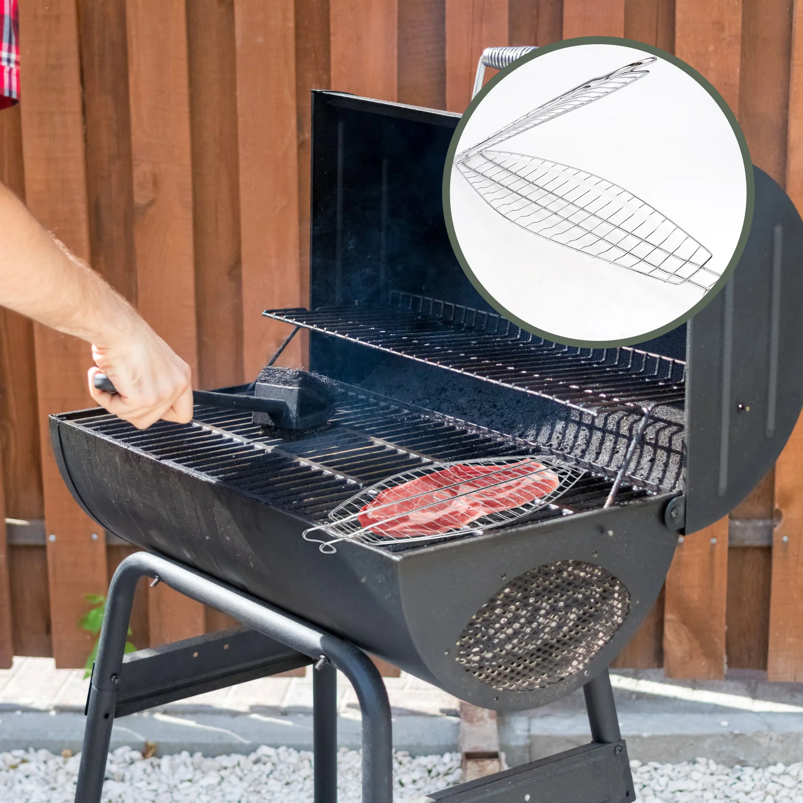 Fish Grill Basket with Hook Non-stick Mesh Grilled Fish Barbecue Clip Net Outdoor Barbecue Tool (Silver 44x15cm)
Fish Grill Basket with Hook Non-stick Mesh Grilled Fish Barbecue Clip Net Outdoor Barbecue Tool (Silver 44x15cm)