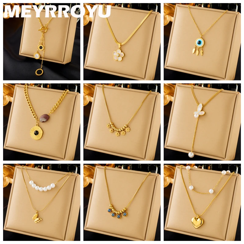 MEYRROYU 316L Stainless Steel Necklace Golden Eye Butterfly Heart Pendant Clavicle For Women Vintage Jewelry Accessories Bijoux
MEYRROYU 316L Stainless Steel Necklace Golden Eye Butterfly Heart Pendant Clavicle For Women Vintage Jewelry Accessories Bijoux