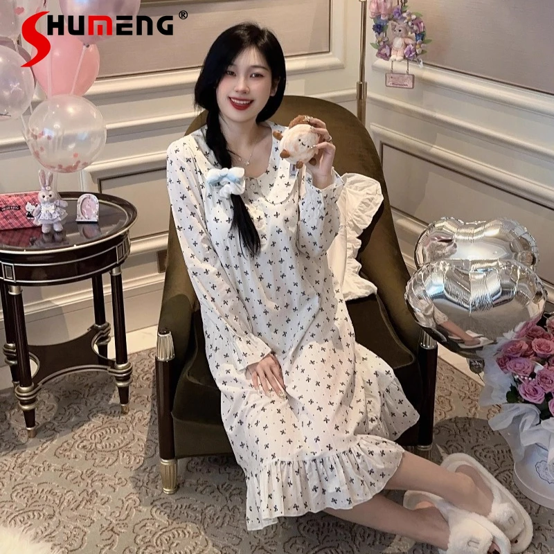 Ночная сорочка из чистого хлопка с подкладками для груди, женская пижама в стиле принцессы, японские милые осенние ночные рубашки
Ночная сорочка из чистого хлопка с подкладками для груди, женская пижама в стиле принцессы, японские милые осенние ночные рубашки