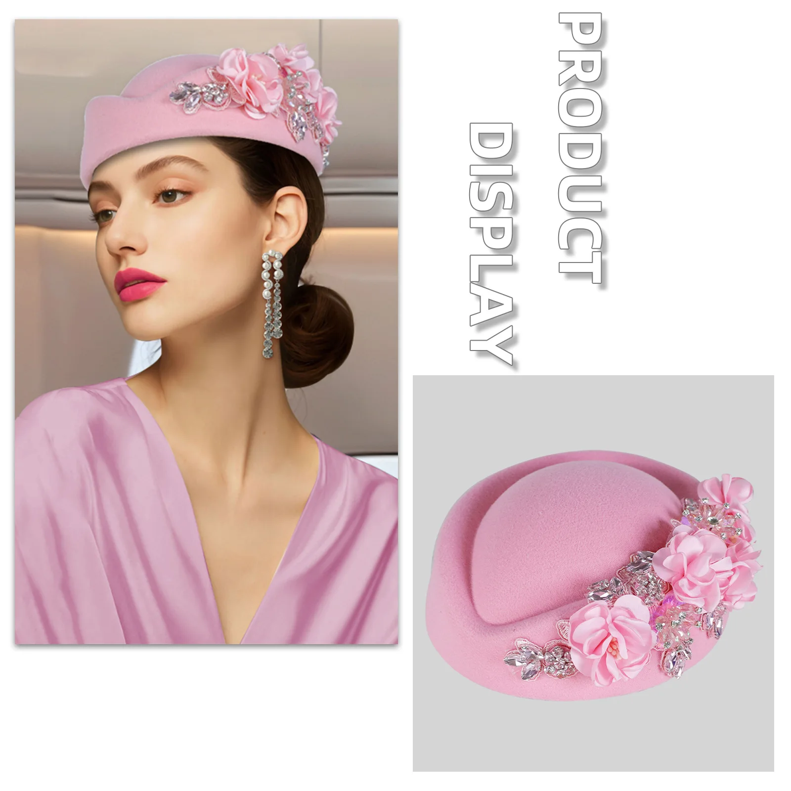 Women's Retro Felt Air Hostess Hat Muslim Hijab Floral Beaded Beret Formal Occasion & Wedding Elegant Headwear Church Party Hats
Women's Retro Felt Air Hostess Hat Muslim Hijab Floral Beaded Beret Formal Occasion & Wedding Elegant Headwear Church Party Hats