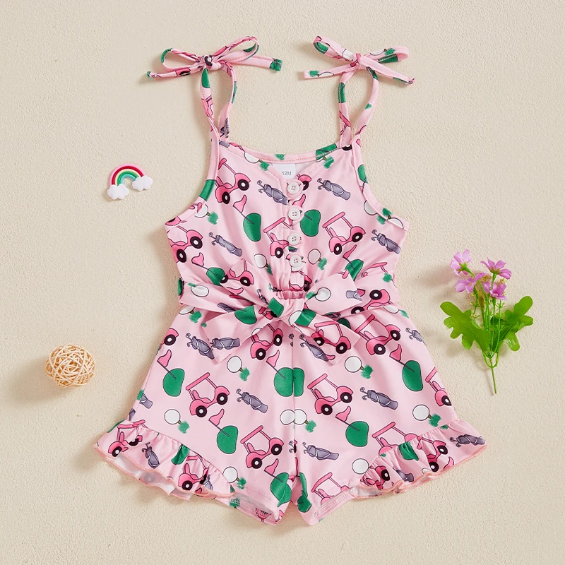 Cute Baby Girls Floral Print Sleeveless Ruffled Romper with Bow Tie Straps and Matching Belt for Summer Fun
Cute Baby Girls Floral Print Sleeveless Ruffled Romper with Bow Tie Straps and Matching Belt for Summer Fun