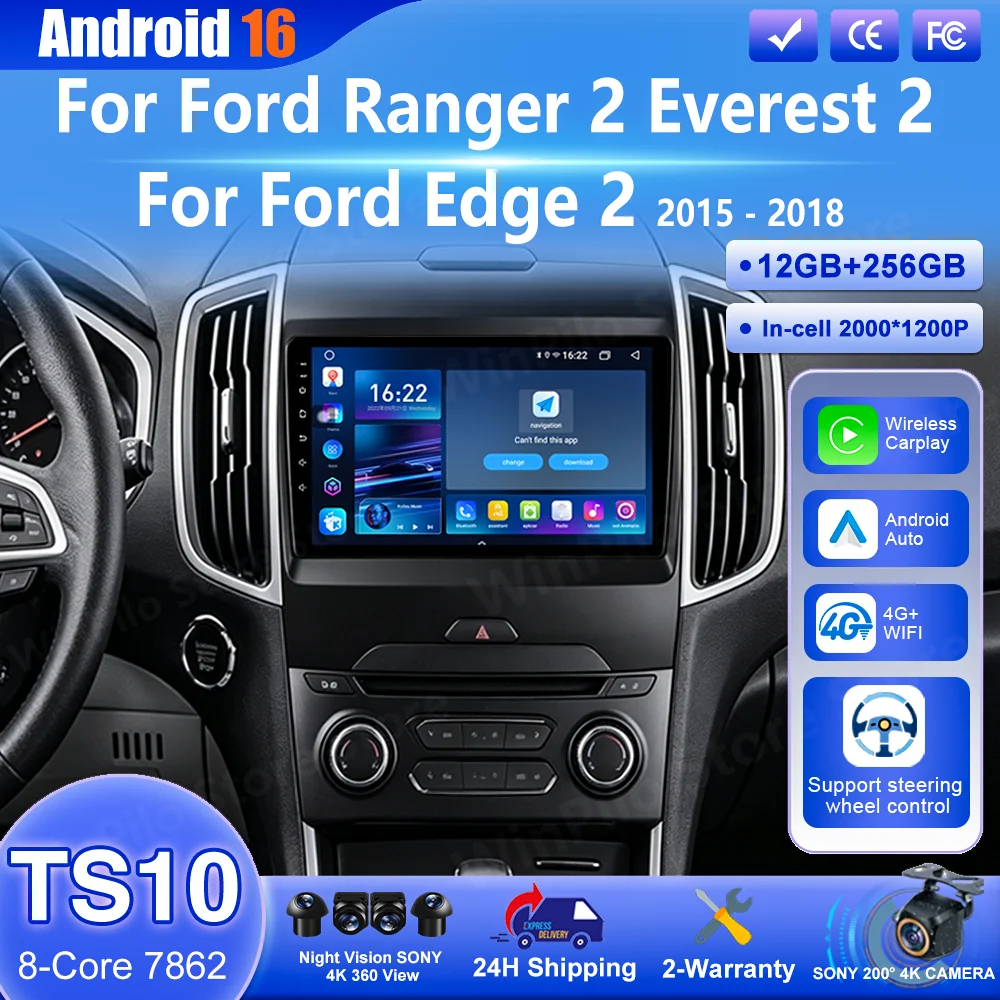 Android 16 Carpaly For Ford Ranger 2 Everest 2 For Ford Edge 2 2015 - 2018 Car Navigation GPS Multimedia Video Player Bluetooth
Android 16 Carpaly For Ford Ranger 2 Everest 2 For Ford Edge 2 2015 - 2018 Car Navigation GPS Multimedia Video Player Bluetooth