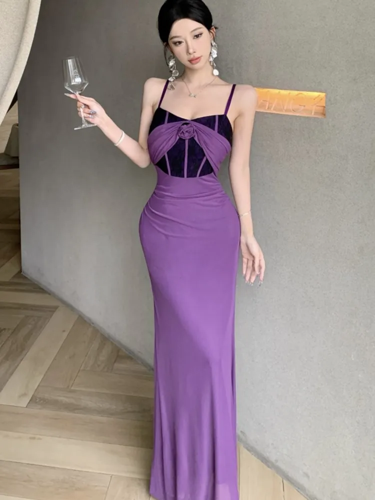 French Purple Spaghetti Strap Womens Dresses Sexy Sleeveless Patchwork Slim Evening Party Long Dress Summer Spring Slim Vestidos
French Purple Spaghetti Strap Womens Dresses Sexy Sleeveless Patchwork Slim Evening Party Long Dress Summer Spring Slim Vestidos