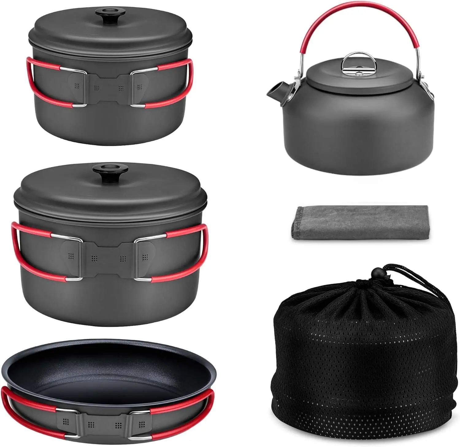 Camping Cookware Set,Durable Aluminum Camping Cooking Set, Compact Camping Pots and Pans Set with Kettle, Non-Stick Camping Pan
Camping Cookware Set,Durable Aluminum Camping Cooking Set, Compact Camping Pots and Pans Set with Kettle, Non-Stick Camping Pan