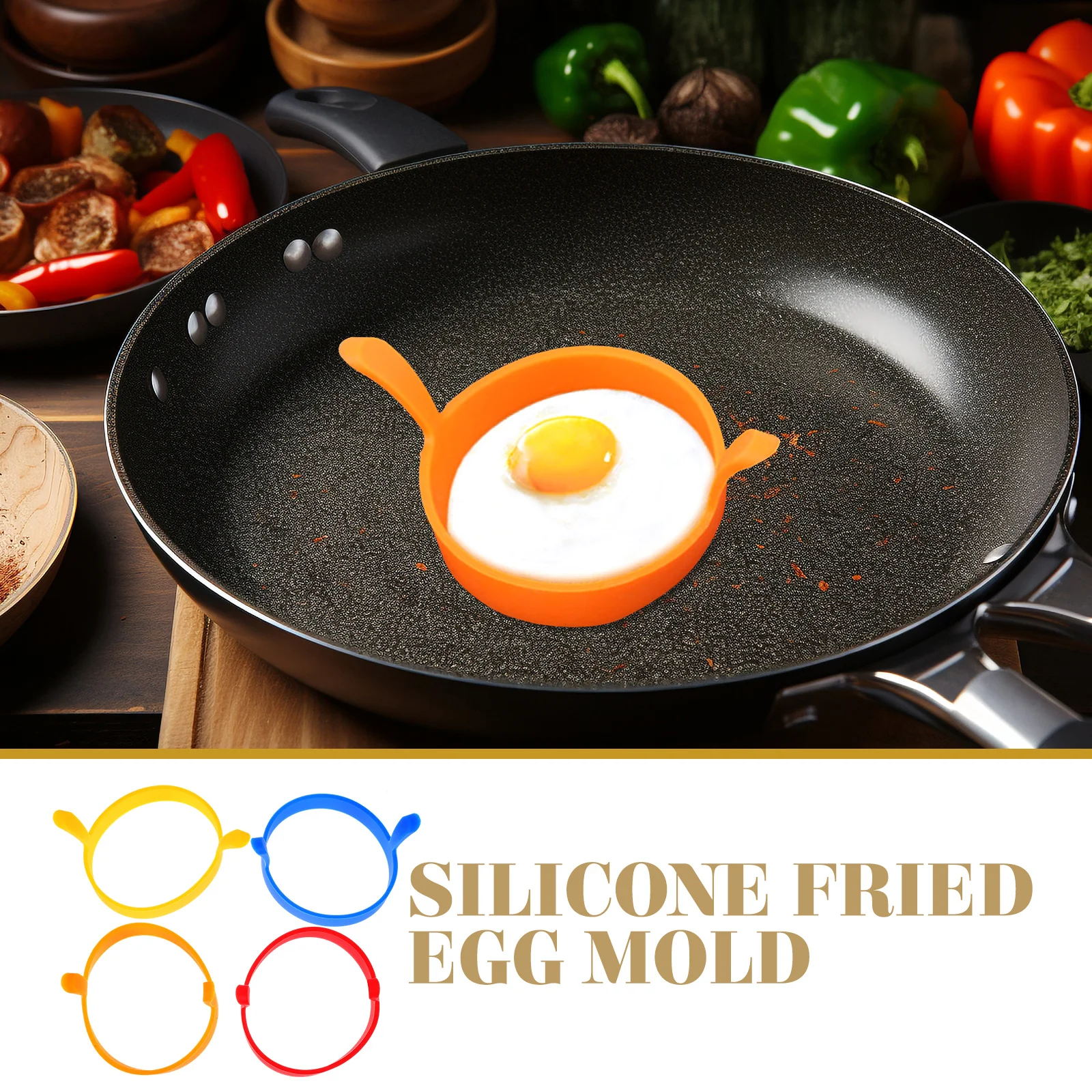 4pcs Kitchen Cooking Non-Stick Reusable Fried Molds Round Omelet Molds Silicone Comfortable Handle Kitchen Supplies Breakfast
4pcs Kitchen Cooking Non-Stick Reusable Fried Molds Round Omelet Molds Silicone Comfortable Handle Kitchen Supplies Breakfast