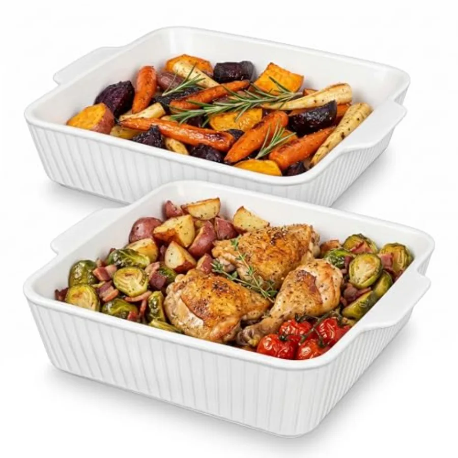 10" Square Ceramic Casserole Dish Set of 2-2.6 Qt Deep Baking Dishes with Handles for Oven Lasagna Pan for Casseroles Cake Brea
10" Square Ceramic Casserole Dish Set of 2-2.6 Qt Deep Baking Dishes with Handles for Oven Lasagna Pan for Casseroles Cake Brea