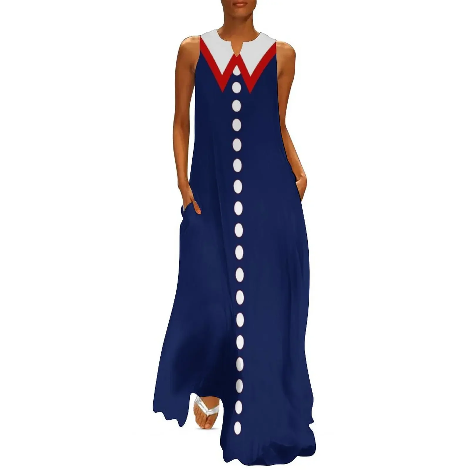Red White and Blue Faux Collar and Buttons Long Dress elegant dresses for women Woman fashion Dress
Red White and Blue Faux Collar and Buttons Long Dress elegant dresses for women Woman fashion Dress