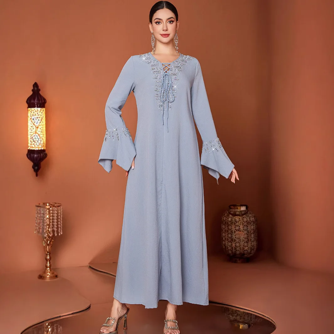 Eid Muslim dress women Abaya diamond flare sleeve v neck Long Dresses Vestidos Largos Party caftan Jalabiya Ramadan dubai Arab
Eid Muslim dress women Abaya diamond flare sleeve v neck Long Dresses Vestidos Largos Party caftan Jalabiya Ramadan dubai Arab