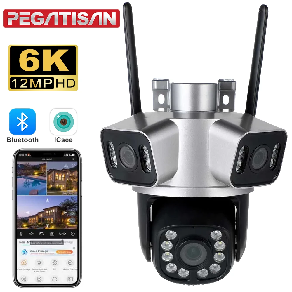 6K WiFi Surveillance Camera, 3Lenses 3 Screens, Digital Zoom, AI Human Detect, ONVIF, 12MP Outdoor Security PTZ IP Cameras ICSEE
6K WiFi Surveillance Camera, 3Lenses 3 Screens, Digital Zoom, AI Human Detect, ONVIF, 12MP Outdoor Security PTZ IP Cameras ICSEE