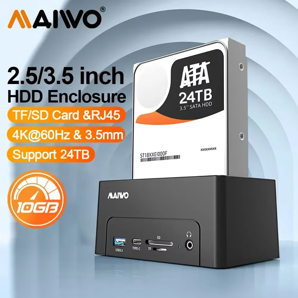 MAIWO 2.5"/3.5" HDD Case SATA Solid-state Mechanical Disk with HDMI Gigabit Ethernet Port Headphone Interface USB3.1 Expansion
MAIWO 2.5"/3.5" HDD Case SATA Solid-state Mechanical Disk with HDMI Gigabit Ethernet Port Headphone Interface USB3.1 Expansion