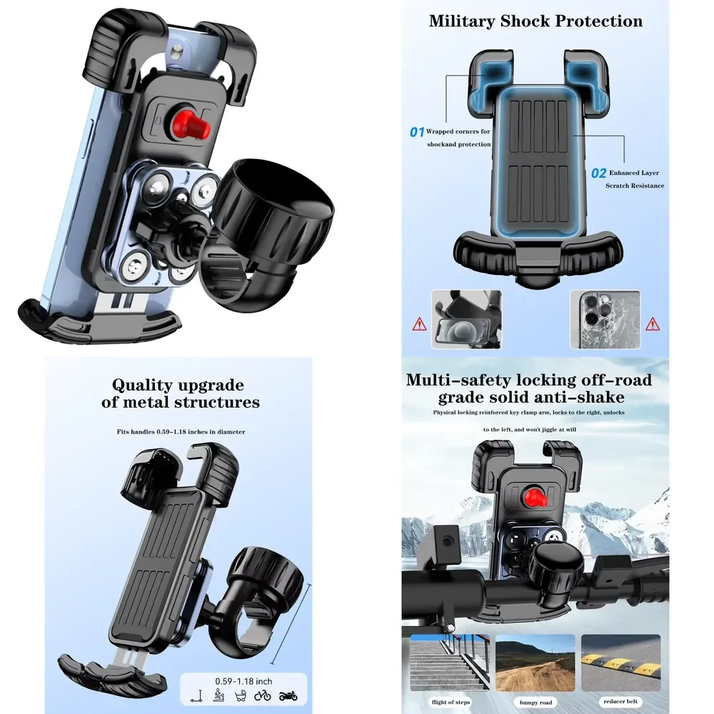 Universal Cell Phone Bike Holder 360 Degree Rotating Bicycle Motorcycle Cell Phone Holder for 5.1-6.8 Inch Cell Phones
Universal Cell Phone Bike Holder 360 Degree Rotating Bicycle Motorcycle Cell Phone Holder for 5.1-6.8 Inch Cell Phones