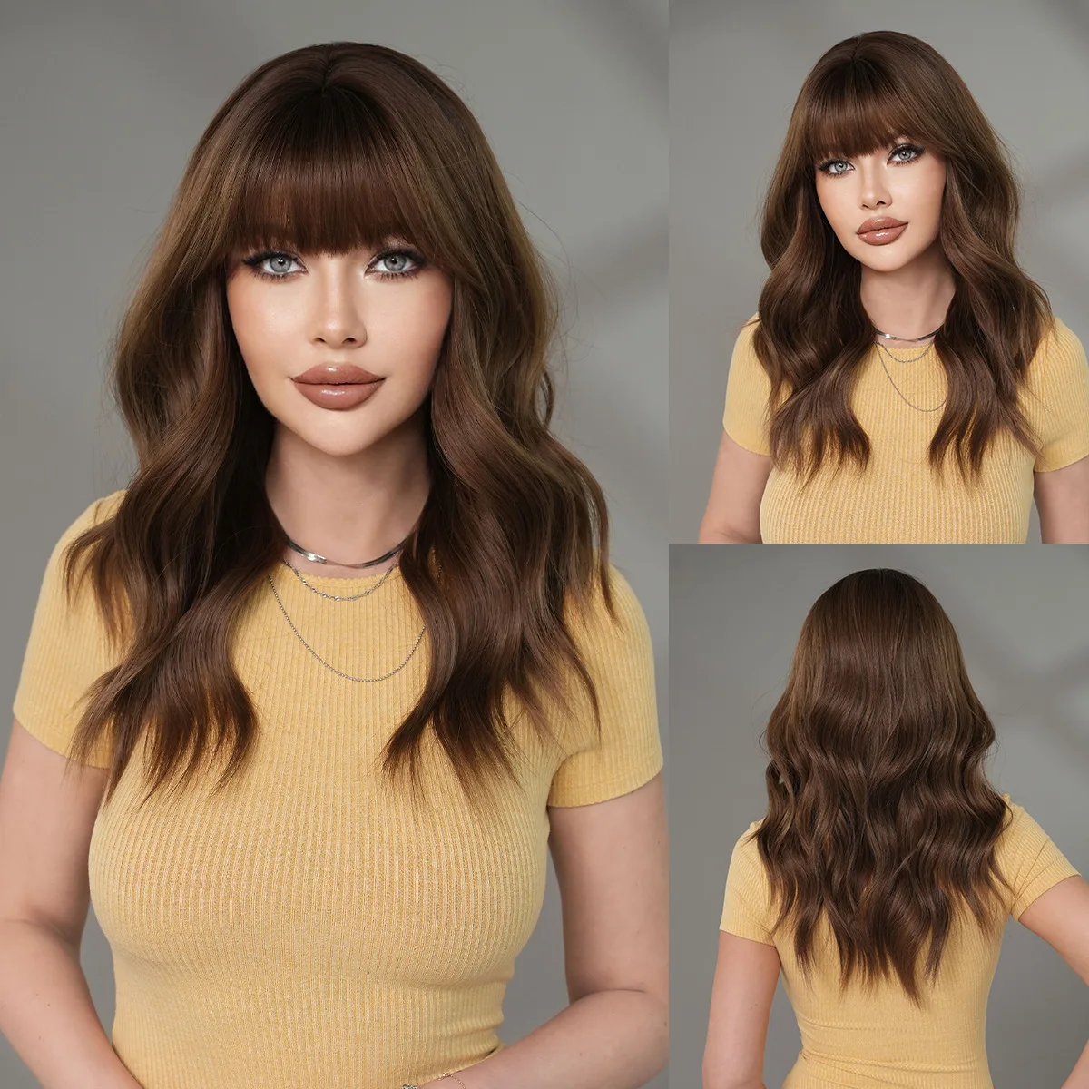 Brown wig female chest-length curly hair full head cover natural fluffy medium long hair slightly curly bangs fashion daily wig
Brown wig female chest-length curly hair full head cover natural fluffy medium long hair slightly curly bangs fashion daily wig