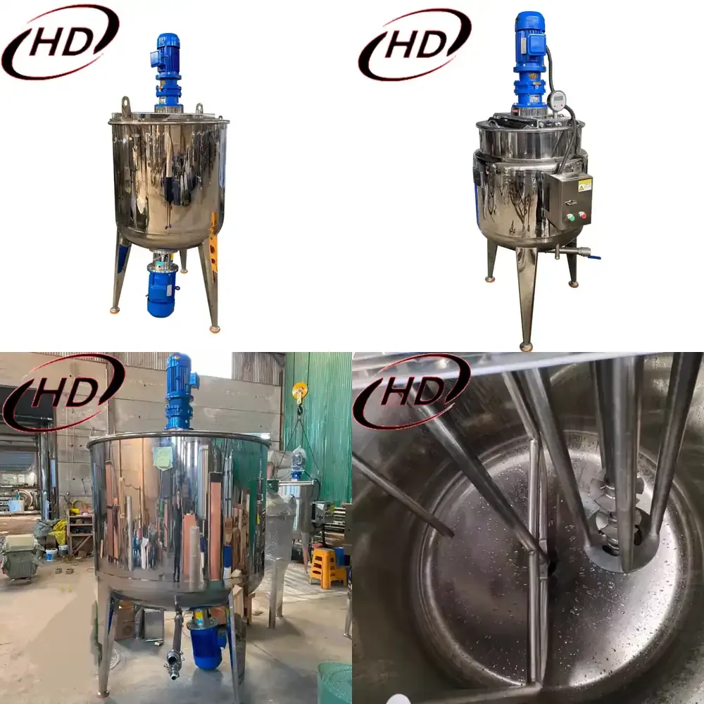 HDZD Liquid Emulsify Reactor Homogenizer Tank Agitator Electric Steam Heating Mixer Jacketed Stainless Steel Mixing Tank
HDZD Liquid Emulsify Reactor Homogenizer Tank Agitator Electric Steam Heating Mixer Jacketed Stainless Steel Mixing Tank