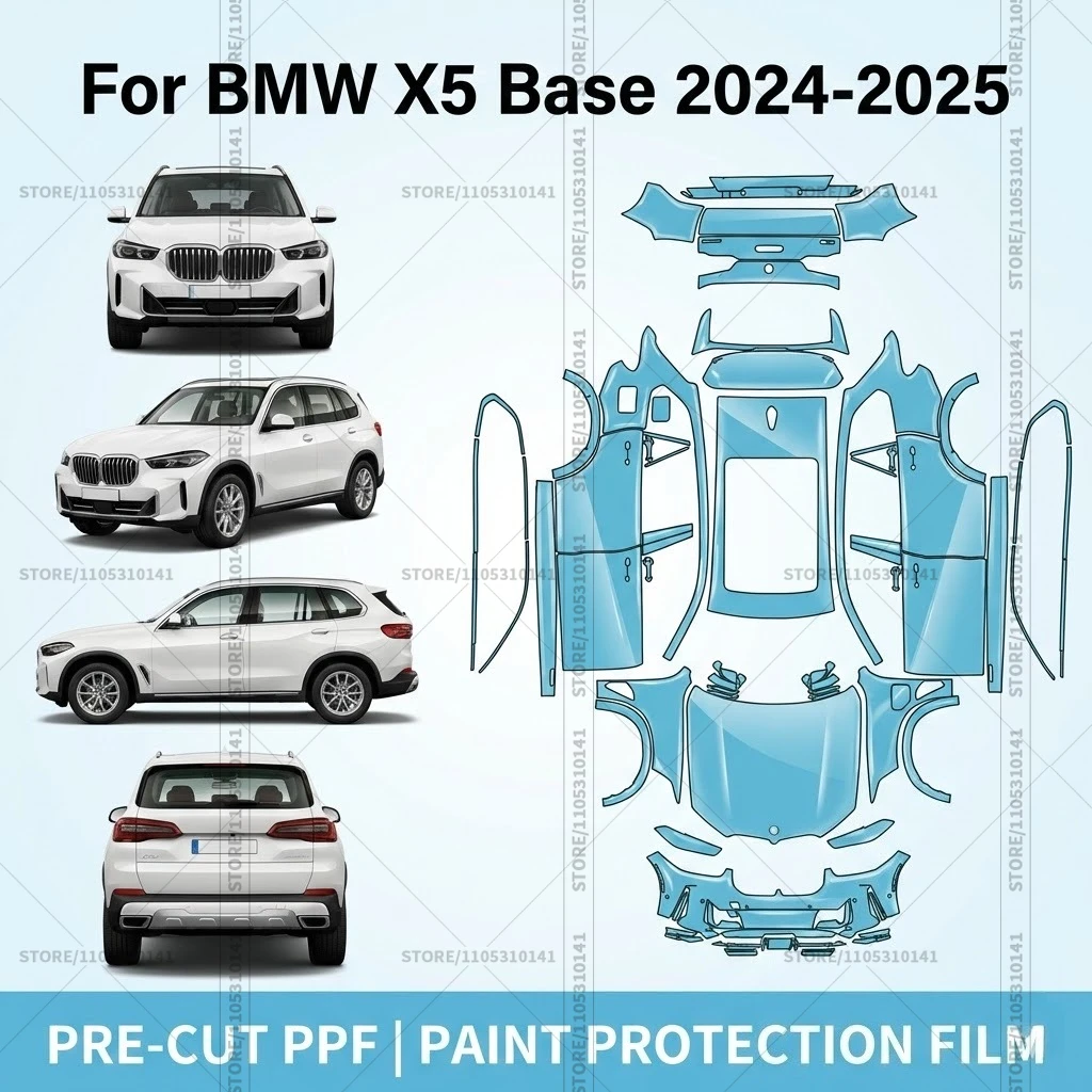 Pre-Cut Paint Protection Film PPF Transparent Car Film Professional Automotive PPF Full Vehicle For BMW X5 Base 2024-2025
Pre-Cut Paint Protection Film PPF Transparent Car Film Professional Automotive PPF Full Vehicle For BMW X5 Base 2024-2025