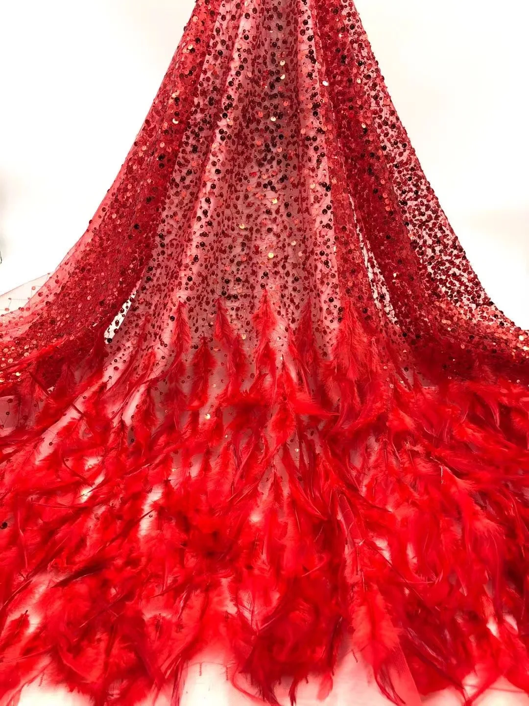 Red African 3D Feather Lace Fabric High Quality Embroidery French Beads Sequins Lace Fabric For Nigerian Wedding Party Dresses
Red African 3D Feather Lace Fabric High Quality Embroidery French Beads Sequins Lace Fabric For Nigerian Wedding Party Dresses