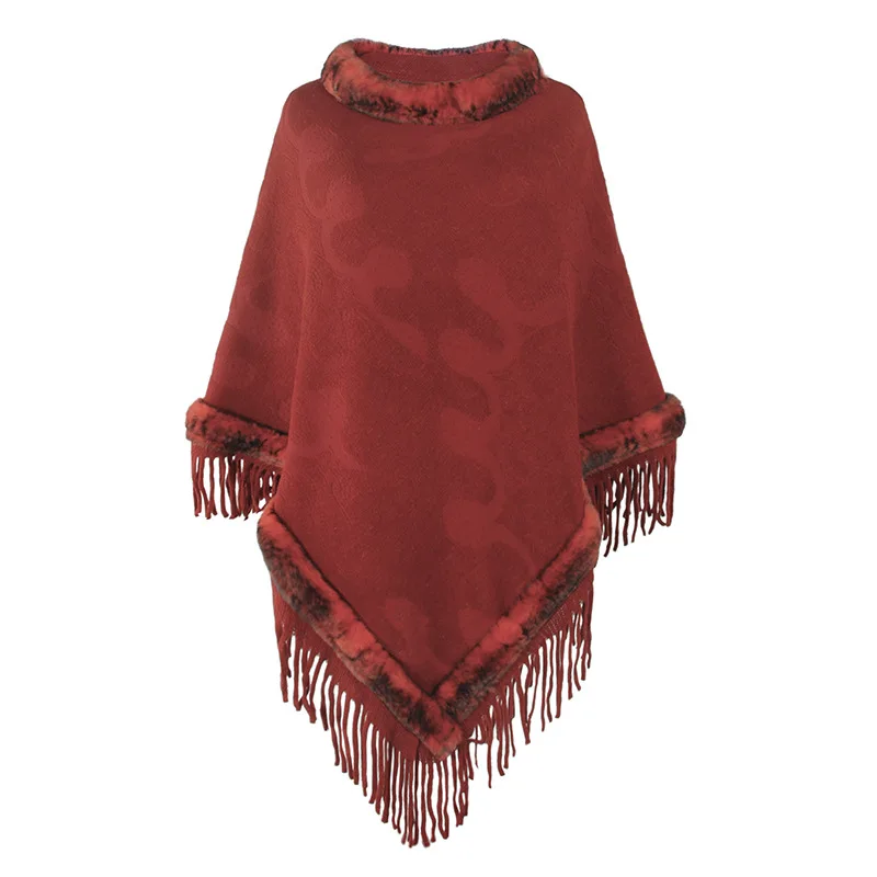 Autumn Winter New European American Cape Tassel Shawl Sweater Imitation Wool Collar Coat Ponchos Women Capes Red Cloak
Autumn Winter New European American Cape Tassel Shawl Sweater Imitation Wool Collar Coat Ponchos Women Capes Red Cloak