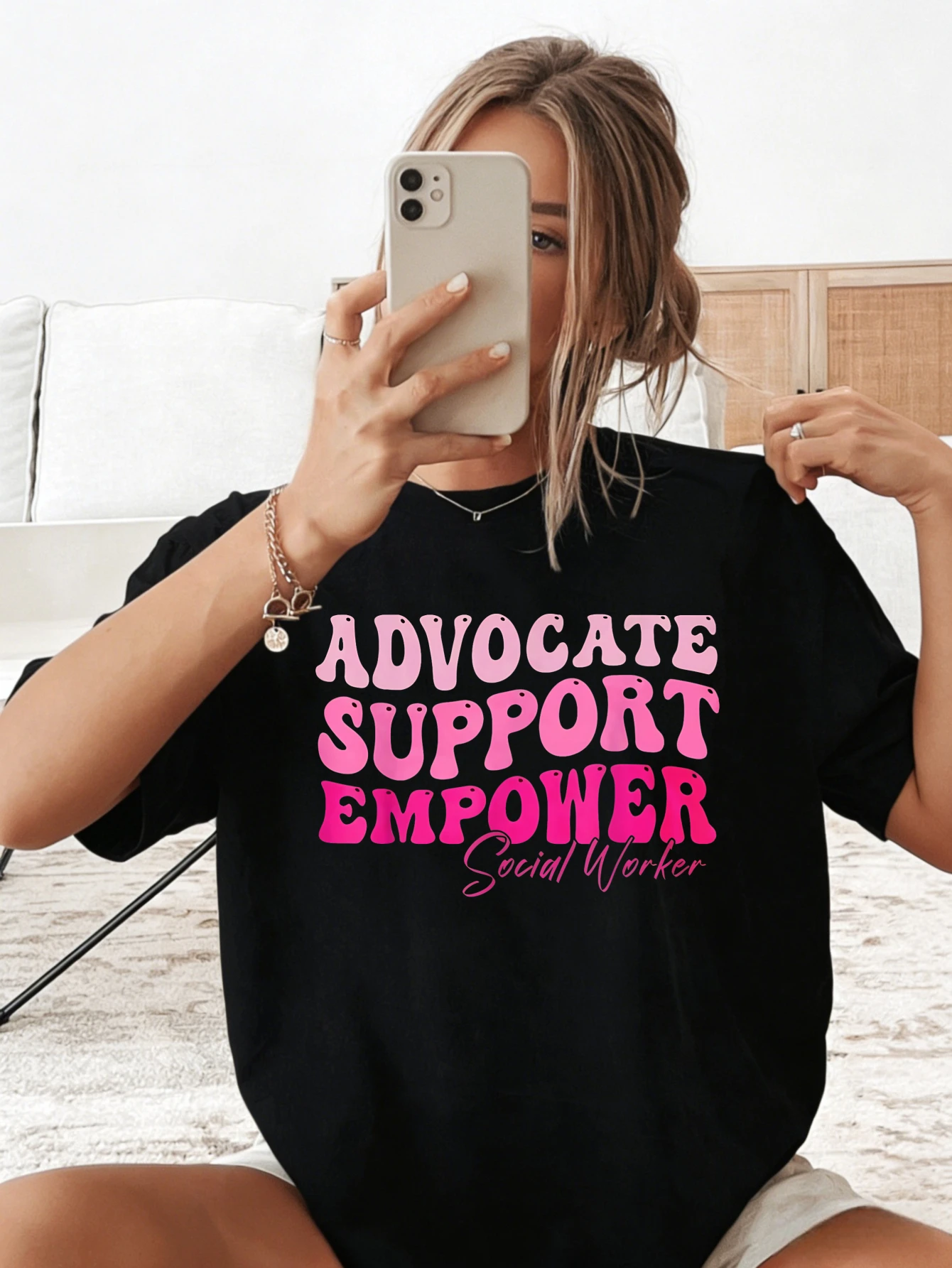 Women Tshirt - Short Sleeve Oversized Cotton Casual Tshirt with Advocate Support Empower Graphic for Her
Women Tshirt - Short Sleeve Oversized Cotton Casual Tshirt with Advocate Support Empower Graphic for Her