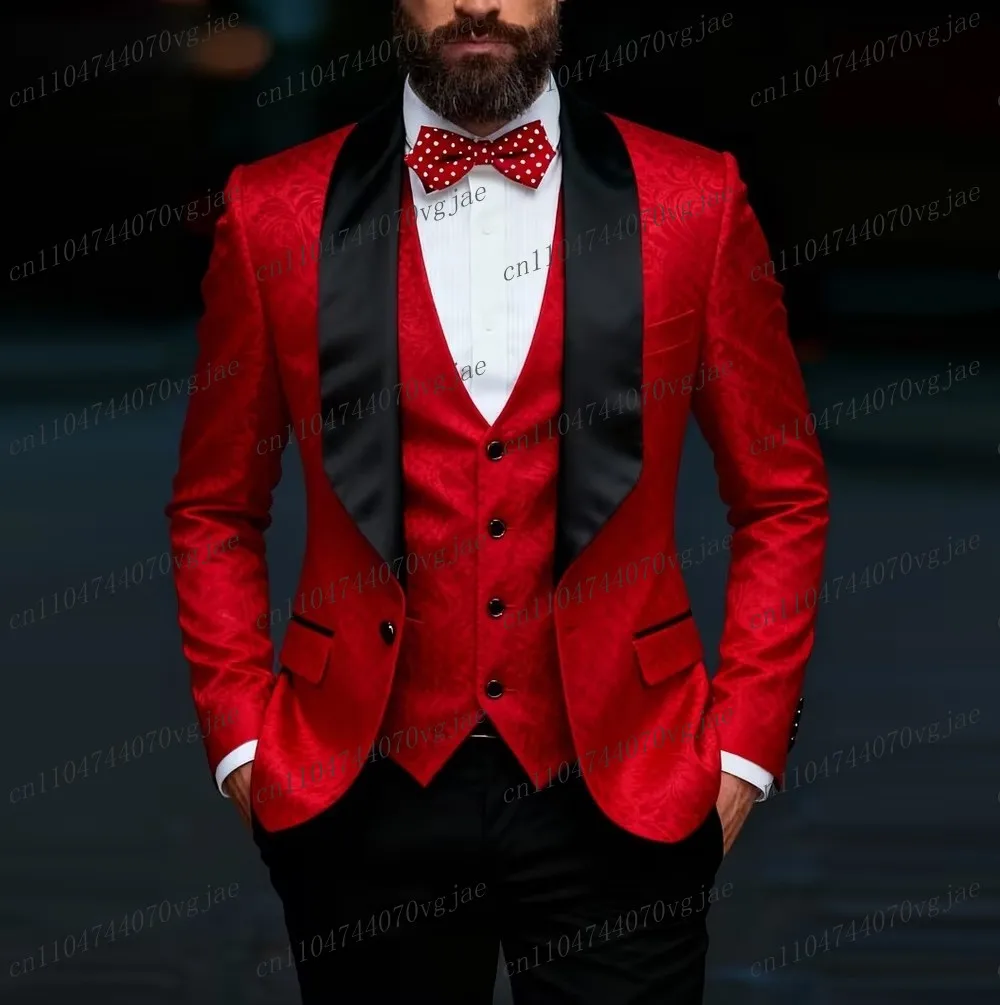 Red And Black Men Suit Formal Wedding Party Groom Business Male Tuxedos Customized 3 Piece Set Jacket Vest Pants
Red And Black Men Suit Formal Wedding Party Groom Business Male Tuxedos Customized 3 Piece Set Jacket Vest Pants