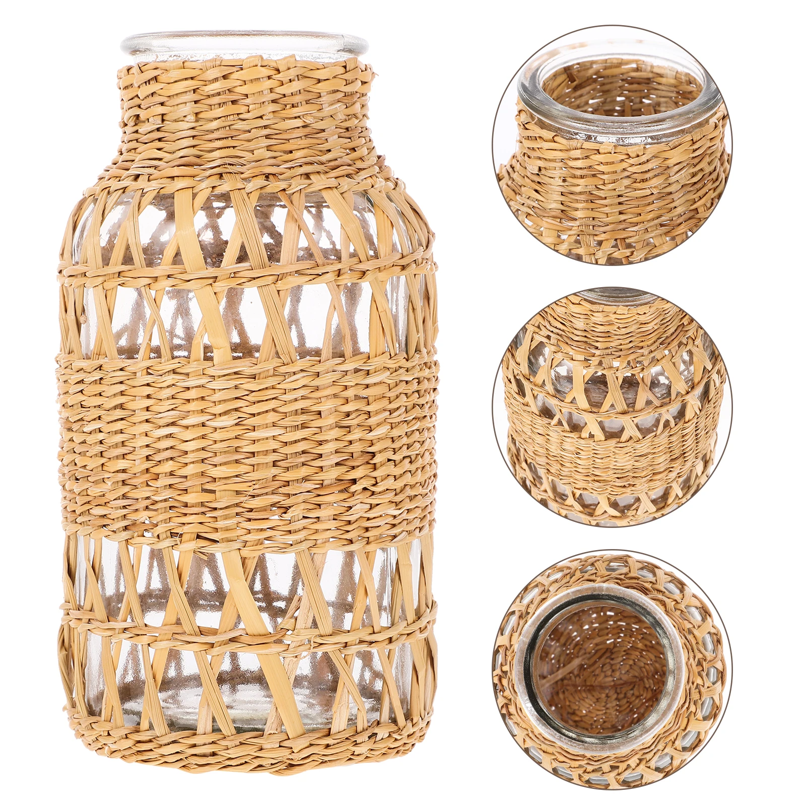 Creative Woven Rattan Glass Home Office Decorative Flower Desktop Art Ornament Plant Container Boho Style Dried
Creative Woven Rattan Glass Home Office Decorative Flower Desktop Art Ornament Plant Container Boho Style Dried
