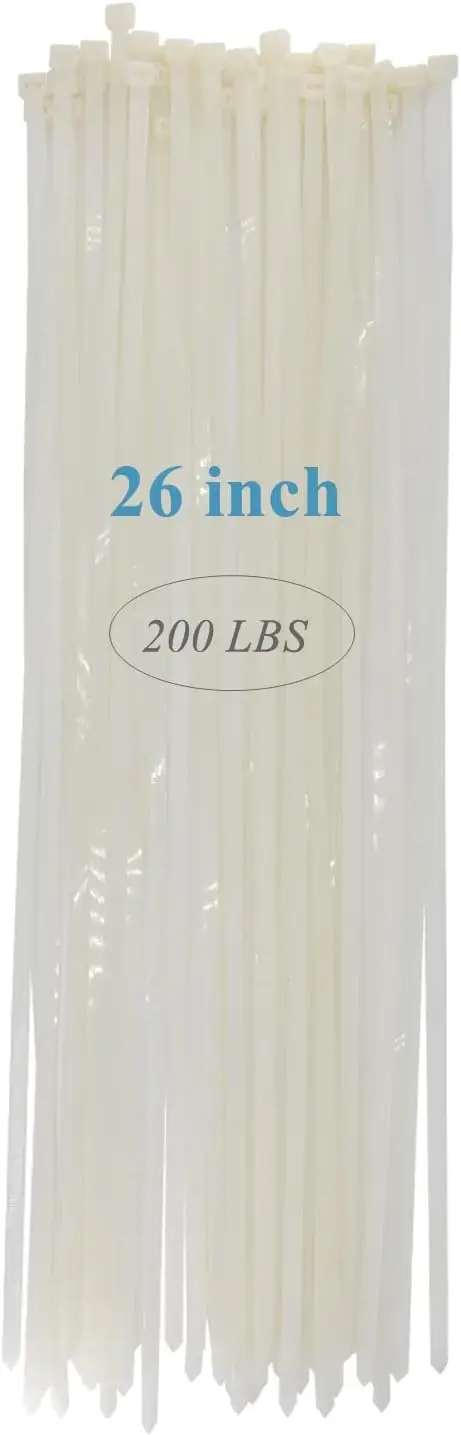 26" Heavy Duty Zip Ties, 200LBS, UV Resistant, 50 Pack for Outdoor Use
26" Heavy Duty Zip Ties, 200LBS, UV Resistant, 50 Pack for Outdoor Use