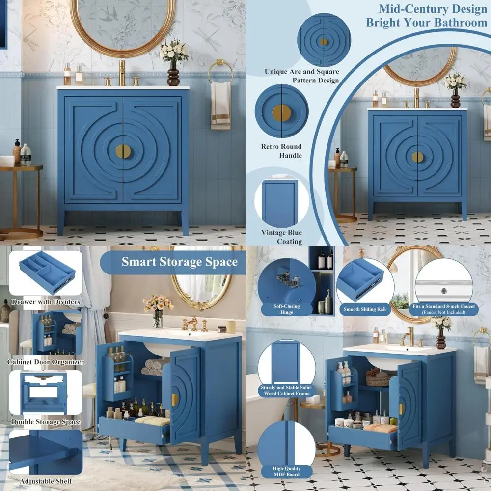 Современный 30-расписный туалетный столик для ванной комнаты с раковиной в круглой раме и шкафом для хранения вещей
Современный 30-расписный туалетный столик для ванной комнаты с раковиной в круглой раме и шкафом для хранения вещей