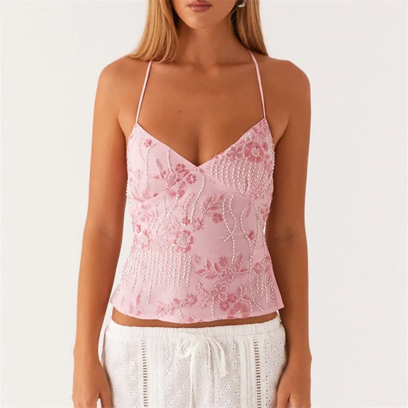 2026 Summer Women Y2k Sequin Halter Crop Tops Pearl Embellished Cami Tops Summer Glitter V Neck Rhinestone Camisole Tank Shirt
2026 Summer Women Y2k Sequin Halter Crop Tops Pearl Embellished Cami Tops Summer Glitter V Neck Rhinestone Camisole Tank Shirt