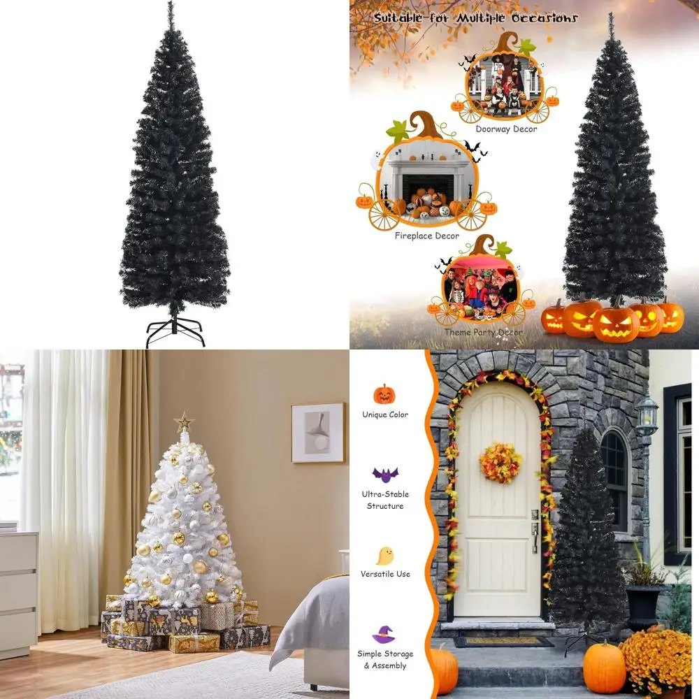 Artificial 6-Foot Black Slim Unlit Pencil Christmas Tree with Metal Stand, Realistic Look, Perfect for Skinny Spaces
Artificial 6-Foot Black Slim Unlit Pencil Christmas Tree with Metal Stand, Realistic Look, Perfect for Skinny Spaces