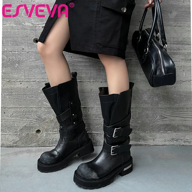 ESVEVA 2025 Женские кожаные ботинки рыцаря в европейском и американском стиле, мотоциклетные ботинки с пряжкой на толстом каблуке, размер: 34-40
ESVEVA 2025 Женские кожаные ботинки рыцаря в европейском и американском стиле, мотоциклетные ботинки с пряжкой на толстом каблуке, размер: 34-40
